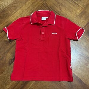 Hugo Boss red collar shirt boys size 6, good condition